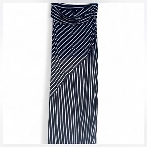 Black and White Striped Maxi Skirt